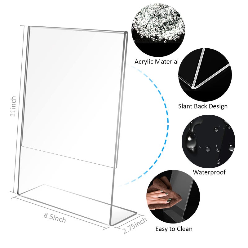 Ludery 8.5x11 Inches Acrylic Sign Slant Back Holder, Plastic Display Stand,Brochure Holder, Table Top Sign Holder For Office, Home, Store, Restaurant (8pack) - Image 2